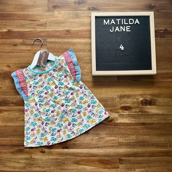 NWT Matilda Jane Enchanted Garden Floral Carlie Knit Gingham Polka Dot Top 4 - Picture 1 of 5